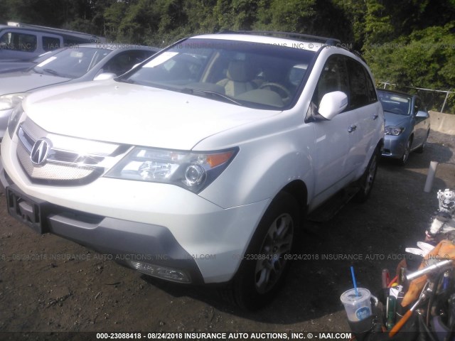 2HNYD28668H544628 - 2008 ACURA MDX TECHNOLOGY WHITE photo 2