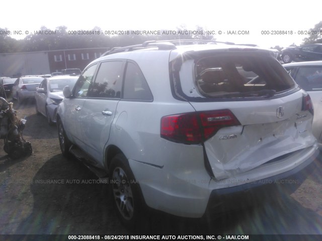 2HNYD28668H544628 - 2008 ACURA MDX TECHNOLOGY WHITE photo 3