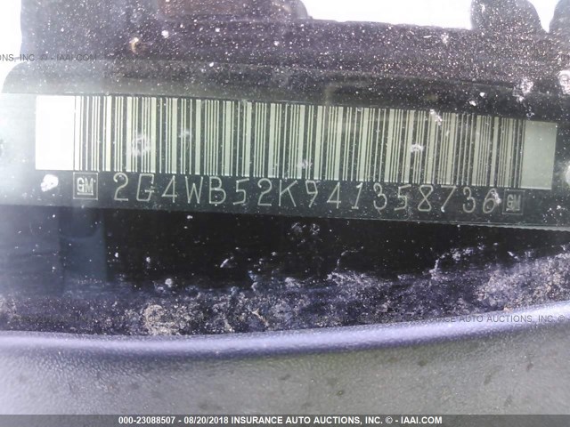 2G4WB52K941358736 - 2004 BUICK REGAL LS SILVER photo 9