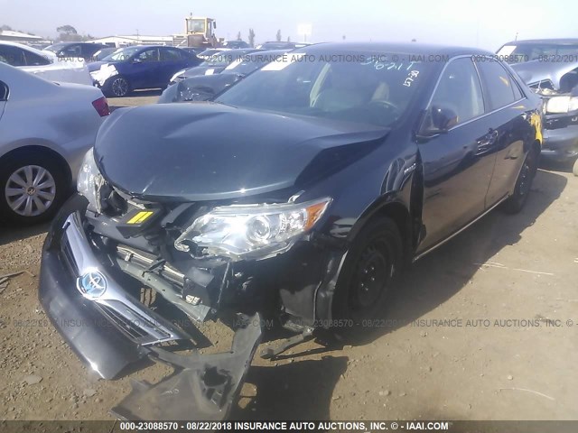 4T1BD1FK3DU073269 - 2013 TOYOTA CAMRY HYBRID/LE/XLE BLUE photo 2