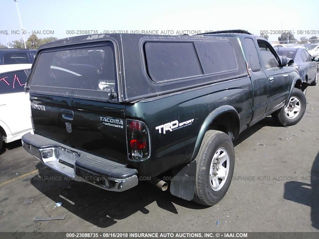 4TASN92N0YZ670593 - 2000 TOYOTA TACOMA XTRACAB PRERUNNER GREEN photo 4