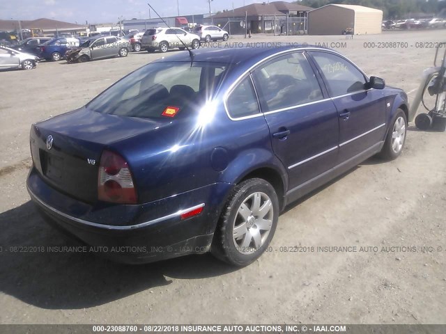 WVWRH63B03P290994 - 2003 VOLKSWAGEN PASSAT GLX BLUE photo 4