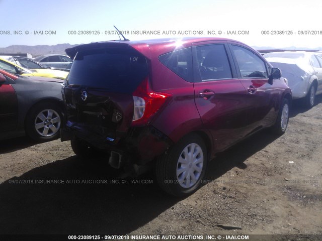 3N1CE2CP4EL362333 - 2014 NISSAN VERSA NOTE S/S PLUS/SV/SL RED photo 4