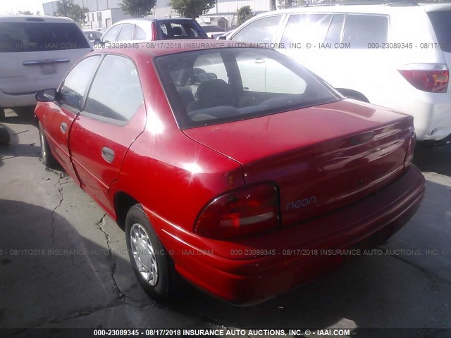 1B3ES47C3SD598184 - 1995 DODGE NEON HIGHLINE RED photo 3