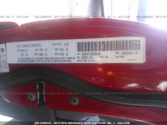 1B3ES47C3SD598184 - 1995 DODGE NEON HIGHLINE RED photo 9