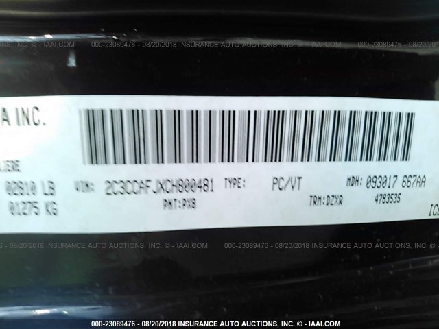 2C3CCAFJXCH800481 - 2012 CHRYSLER 300 SRT-8 BLACK photo 9