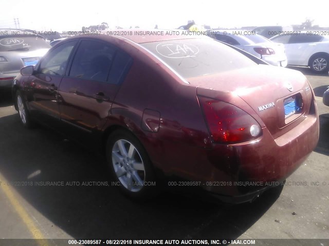 1N4BA41E24C840220 - 2004 NISSAN MAXIMA SE/SL BURGUNDY photo 3