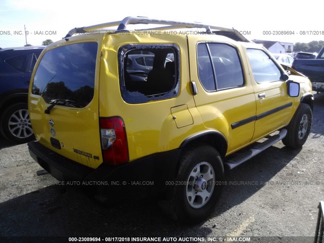 5N1ED28T2YC526866 - 2000 NISSAN XTERRA XE/SE YELLOW photo 4