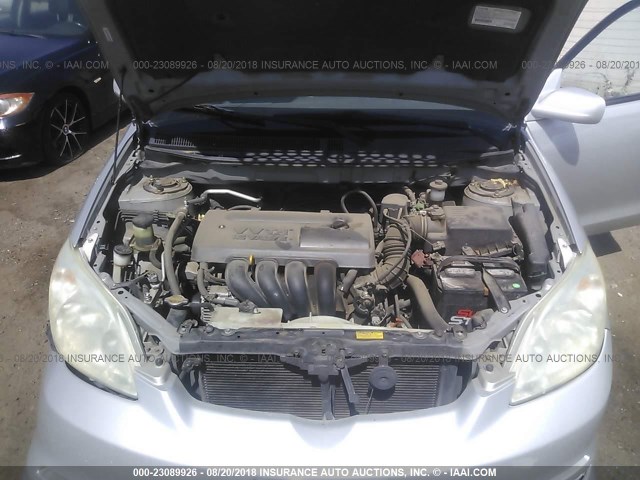 2T1KR32E93C121080 - 2003 TOYOTA COROLLA MATRIX XR SILVER photo 10