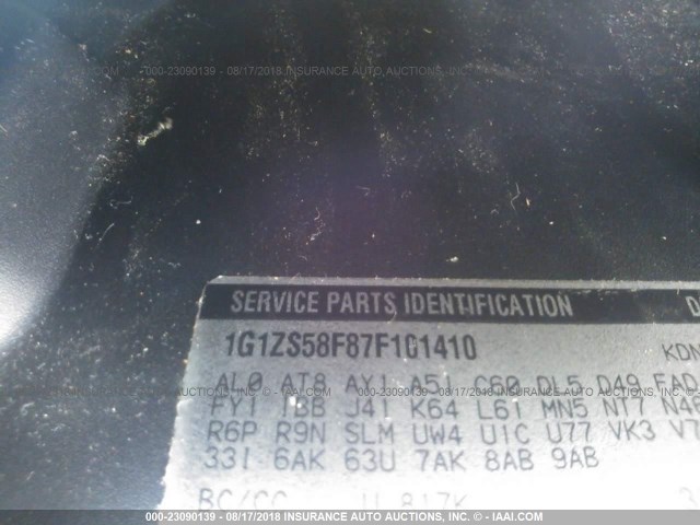 1G1ZS58F87F101410 - 2007 CHEVROLET MALIBU LS Tünd qırmızı foto 9