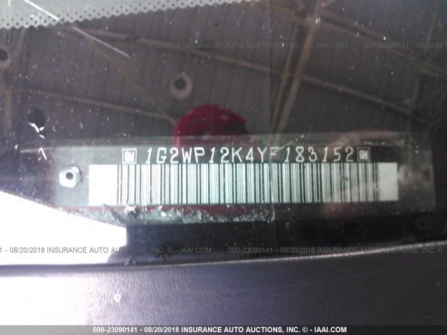1G2WP12K4YF183152 - 2000 PONTIAC GRAND PRIX GT RED photo 9