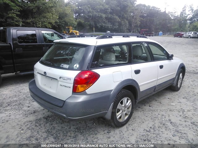 4S4BP61C057356488 - 2005 SUBARU LEGACY OUTBACK 2.5I WHITE photo 4