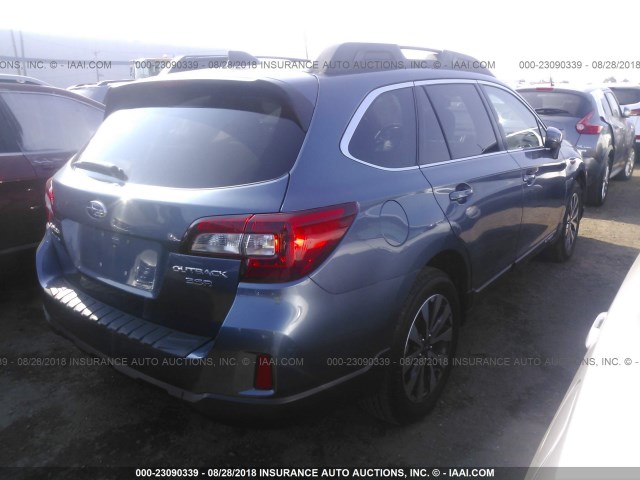 4S4BSENC6G3202347 - 2016 SUBARU OUTBACK 3.6R LIMITED BLUE photo 4