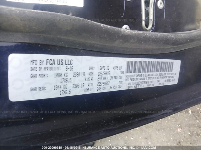 1C4NJDEB9GD752870 - 2016 JEEP COMPASS LATITUDE ლურჯი ფოტო 9