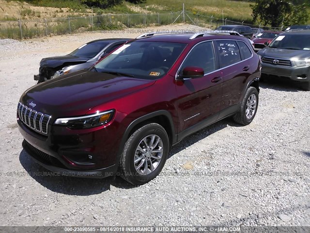 1C4PJMLB5KD105757 - 2019 JEEP CHEROKEE BURGUNDY photo 2