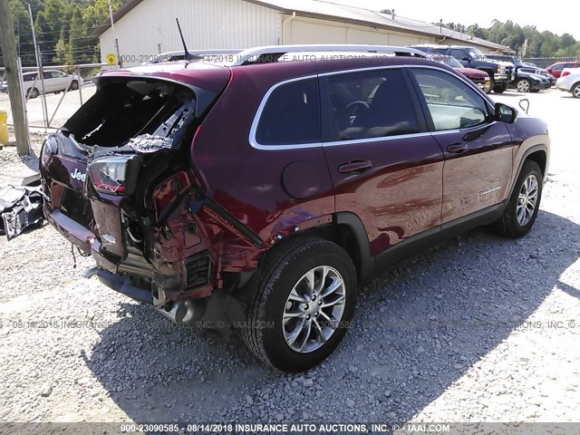 1C4PJMLB5KD105757 - 2019 JEEP CHEROKEE BURGUNDY photo 4