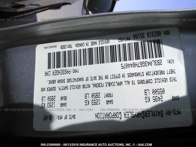 2B3LA43G67H844075 - 2007 DODGE CHARGER SE/SXT SILVER photo 9