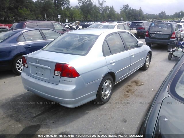 JHMES96675S020644 - 2005 HONDA CIVIC HYBRID Light Blue photo 4