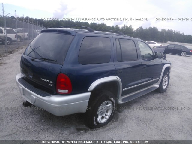 1D4HS58N13F516382 - 2003 DODGE DURANGO SLT PLUS BLUE photo 4