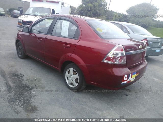 KL1TD56E89B349367 - 2009 CHEVROLET AVEO LS/LT RED photo 3