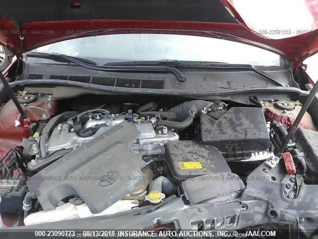 4T4BF1FKXDR296019 - 2013 TOYOTA CAMRY L/SE/LE/XLE RED photo 10