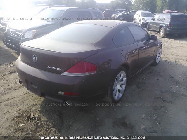 WBAEH73455B192319 - 2005 BMW 645 CI AUTOMATIC MAROON photo 4