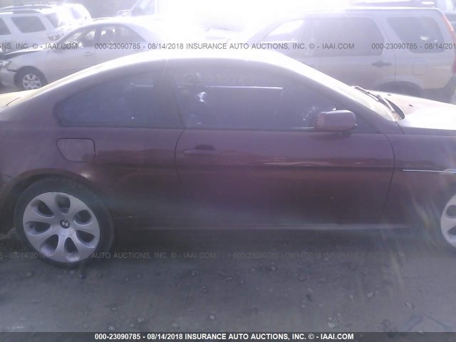 WBAEH73455B192319 - 2005 BMW 645 CI AUTOMATIC MAROON photo 6