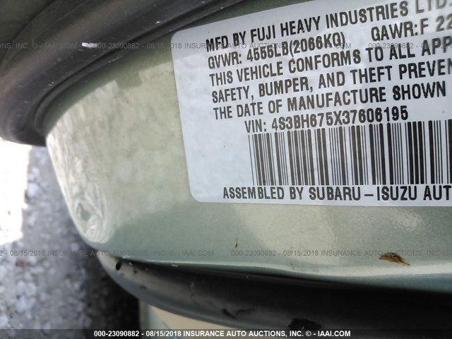 4S3BH675X37606195 - 2003 SUBARU LEGACY OUTBACK AWP 绿色 照片 9