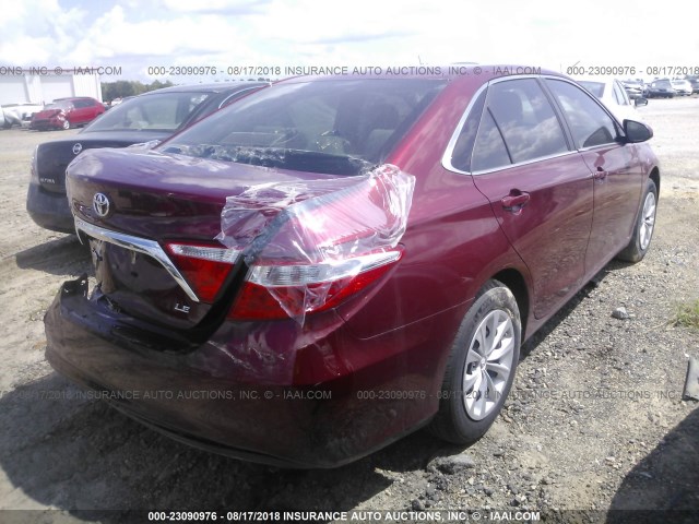 4T1BF1FK8GU512562 - 2016 TOYOTA CAMRY LE/XLE/SE/XSE MAROON photo 4