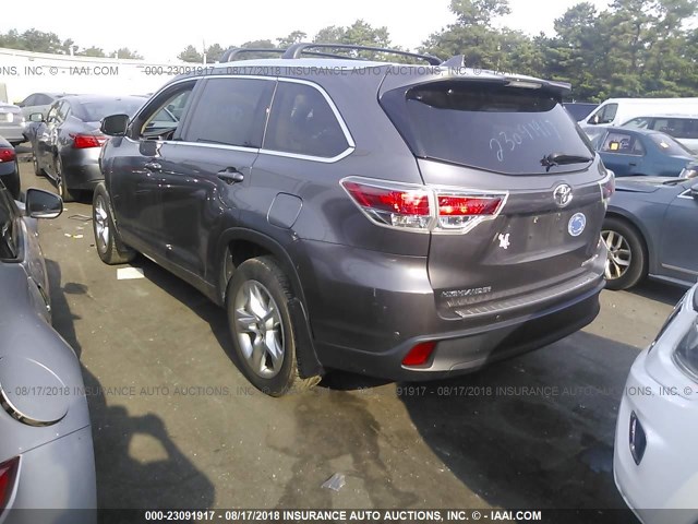 5TDDKRFH1FS152582 - 2015 TOYOTA HIGHLANDER LIMITED/LTD PLATINUM GRAY photo 3