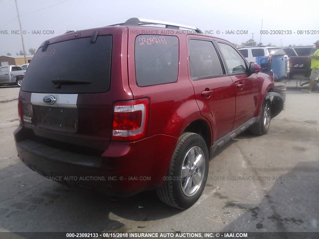 1FMCU04G39KC98128 - 2009 FORD ESCAPE LIMITED RED photo 4