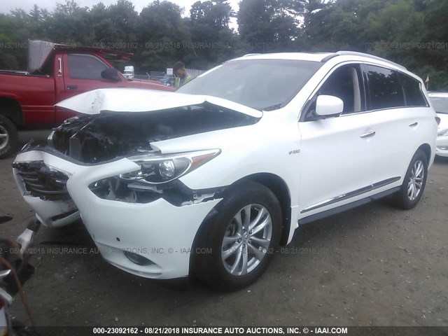 5N1CL0MM5EC515529 - 2014 INFINITI QX60 HYBRID WHITE photo 2