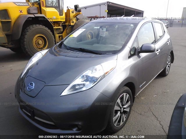 1N4AZ0CP0FC324291 - 2015 NISSAN LEAF S/SV/SL GRAY photo 2