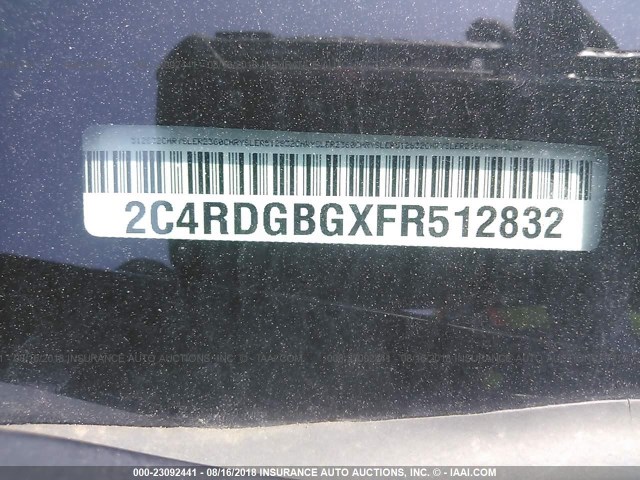 2C4RDGBGXFR512832 - 2015 DODGE GRAND CARAVAN SE BLACK photo 9