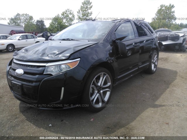 2FMDK3AKXDBC33493 - 2013 FORD EDGE SPORT BLACK photo 2