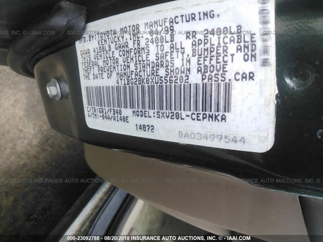 4T1BG28K0XU556202 - 1999 TOYOTA CAMRY CE/LE/XLE 绿色 照片 9