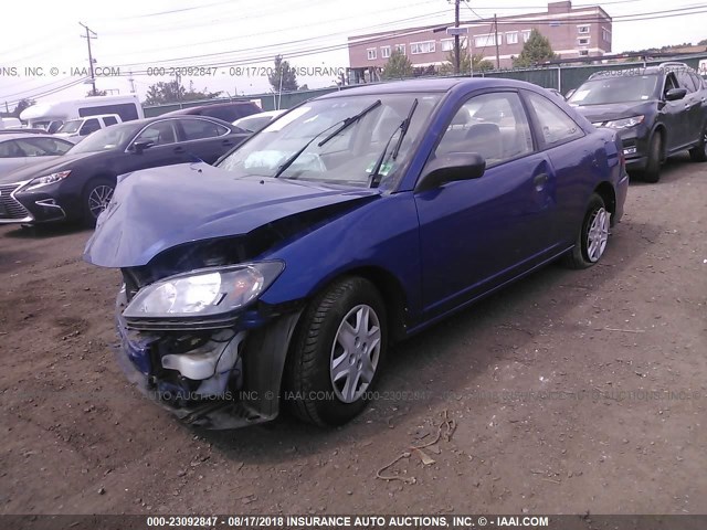 1HGEM22145L024174 - 2005 HONDA CIVIC DX VP BLUE photo 2