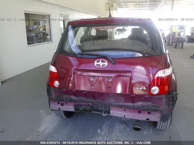 JTKKT624460148446 - 2006 TOYOTA SCION XA RED photo 6