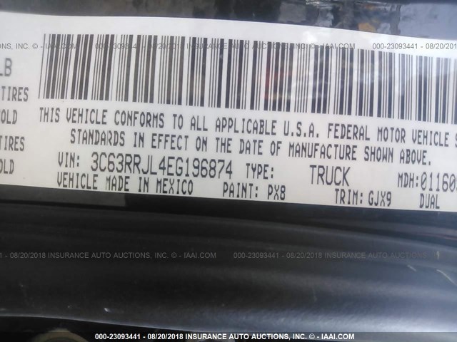 3C63RRJL4EG196874 - 2014 RAM 3500 LARAMIE BLACK photo 10