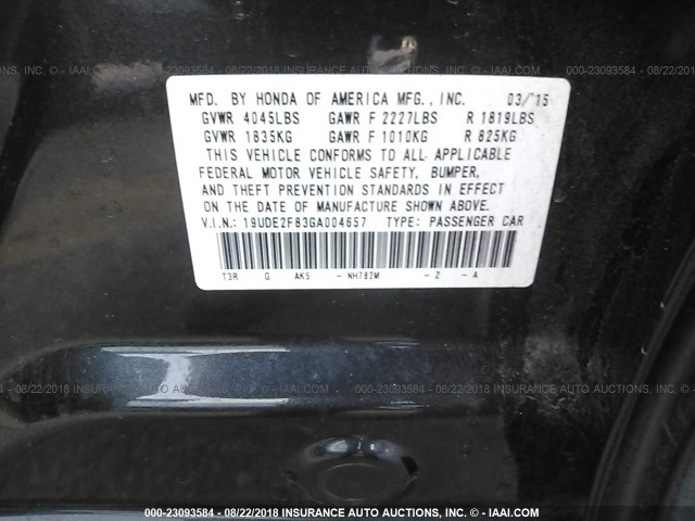 19UDE2F83GA004657 - 2016 ACURA ILX PREMIUM STYLE/TECH STYLE GRAY photo 9