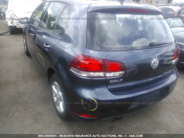 WVWDB7AJ3CW309670 - 2012 VOLKSWAGEN GOLF BLUE photo 3