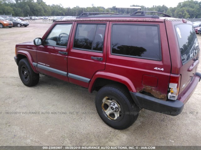 1J4FF68S6XL517792 - 1999 JEEP CHEROKEE SPORT/CLASSIC RED photo 3