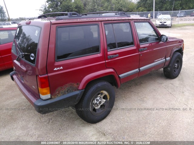 1J4FF68S6XL517792 - 1999 JEEP CHEROKEE SPORT/CLASSIC Czerwony zdjęcie 4