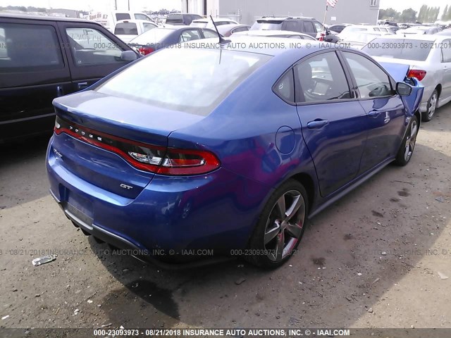 1C3CDFEB0ED876649 - 2014 DODGE DART GT BLUE photo 4