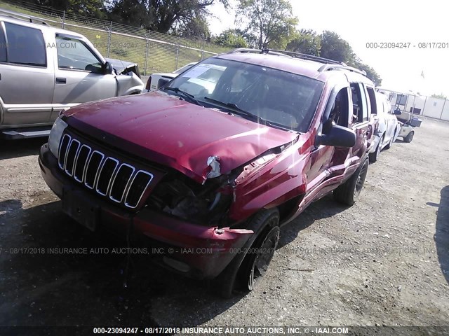 1J4GW58N21C720212 - 2001 JEEP GRAND CHEROKEE LIMITED RED photo 2