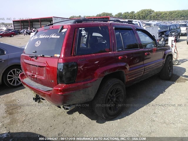 1J4GW58N21C720212 - 2001 JEEP GRAND CHEROKEE LIMITED RED photo 4