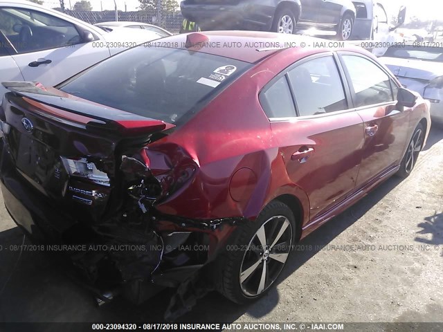 4S3GKAK63H3600795 - 2017 SUBARU IMPREZA SPORT RED photo 4