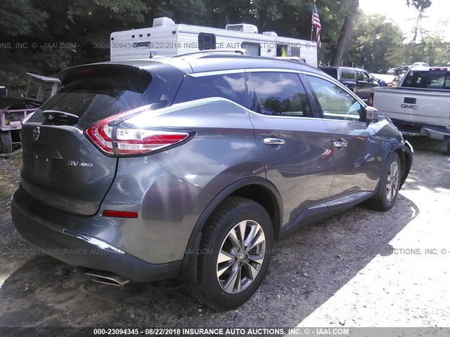 5N1AZ2MH8GN152848 - 2016 NISSAN MURANO S/SL/SV/PLATINUM GRAY photo 4