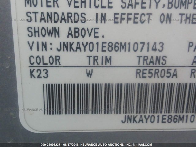 JNKAY01E86M107143 - 2006 INFINITI M35 SPORT SILVER photo 9