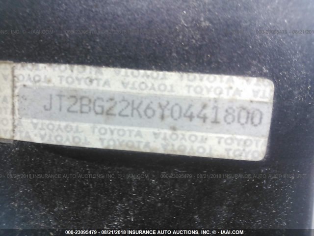 JT2BG22K6Y0441800 - 2000 TOYOTA CAMRY CE/LE/XLE 灰色 照片 9
